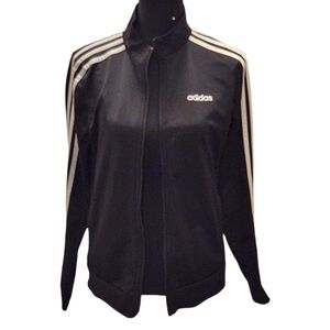 Adidas Women's Medium Black Bomber Track Jacket with White Stripes
